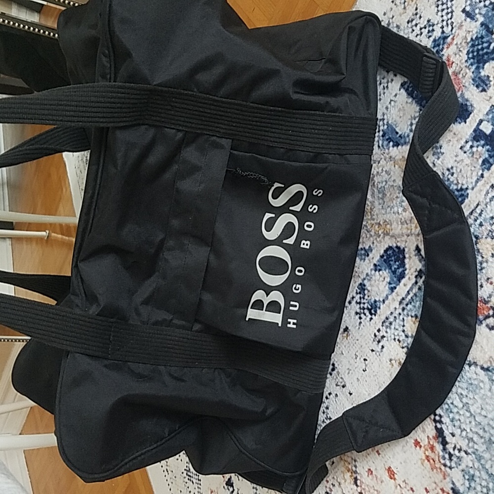 Hugo Boss XXL Black Weekender Travel Suitcase Duffel Bag